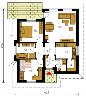 Mirror image | Floor plan of ground floor - BUNGALOW 74